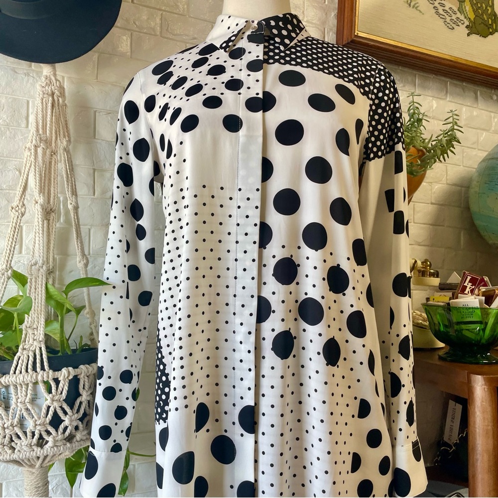 Calvin Klein Polka Dot Panel Patchwork Print Shir… - image 3